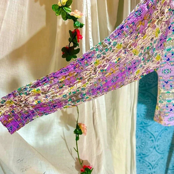 Anthropologie Colorful Floral Embroidered Tunic Boho Top - Picture 8 of 9